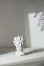 7" Greek Style Cement Head Planter, 11 Inch, Gray - Image 6