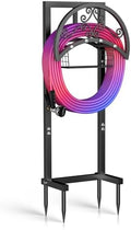 OLV Garden Hose Holder, Freestanding Water Hose Holder Stand with Storage Basket Holds 150-ft Pipe, Heavy Duty Outdoor Decorative Metal Hose Storage Hanger Rack for Outside Yard Lawn Farm by OLV