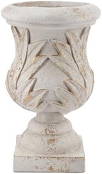 Ornate Magnesium Urn Planter, 16.9 Inch, White and Gold - Image 5