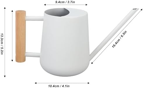 Indoor Watering Can with Long Spout, 16oz Metal Watering Can Plant Watering Can Mini Watering Can with Wood Handle for Indoor Plants, Bonsai Outdoor Garden Flower (White) - Image 6