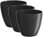 Santino 7.9 Inch Deco Self Watering Pots for Indoor Plants in Anthracite (Set of 3) - Decorative Flower Pot with Water Level Indicator and Drainage Cartridge for All House Plants, Flowers and Herbs by Smart+Planters