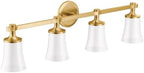 Moen YB0364BG Flara 4-Light Dual-Mount Bath Bathroom Vanity Light Fixture with Frosted Glass, Brushed Gold by Unknown