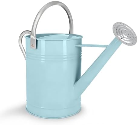 6.5L Light Blue Galvanized Steel Watering Can - Rust-Resistant Rust-Proof Metal Pot with Removable Long Spout & Ergonomic Movable Handle for Indoor Outdoor Plants, Garden Lawn Flowers by LONGRUNNEW