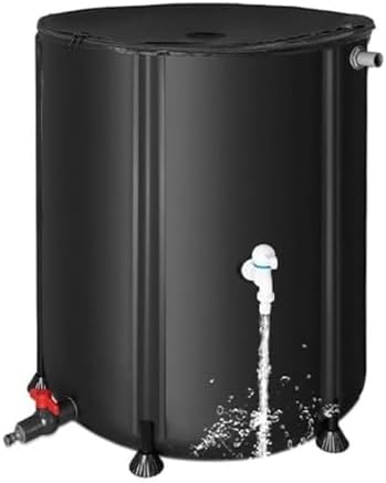 PVC Rain Barrels 13-264 Gal for Rainwater Collection, Portable Gutter Catcher Tank with Spigot, 225L/59.4Gal, Durable Black Water Storage Solution by Unknown