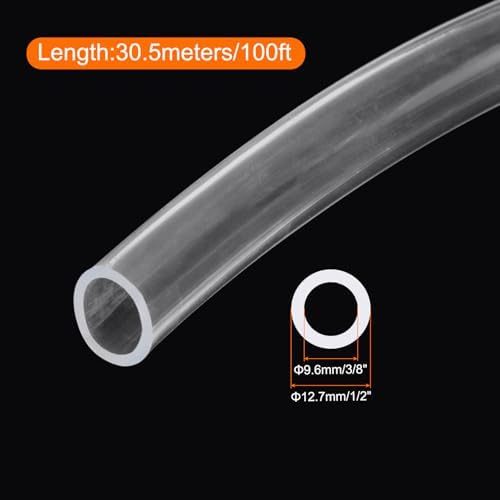 MECCANIXITY Clear PVC Tubing 3/8" ID 1/2" OD 100ft Plastic PVC Tube Flexible Water Hose for Aquariums, Industrial Tubing, Pump, 9.5mm x 12.7mm, with 2pcs Clamps - Image 2