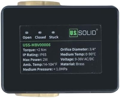 U.S. Solid Motorized Ball Valve- 3/4" Brass Ball Valve with Full Port, 9-36V AC/DC, 2 Wire Auto Return Setup, Normally Closed (N/C) - Image 4