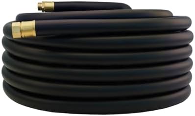 Guitrees 100FT ×1 inch Heavy Duty Rubber Garden Hose - 200psi Working, 1000psi Burst - Hot/Cold Water - Five-Layered Braiding for Durability - Versatile for Gardening, Agriculture, Construction(Black) by Guitrees