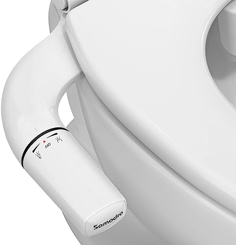 SAMODRA Ultra-Slim Hygienic Bidets Attachment for Existing Toilets - Adjustable Fresh Water Pressure Dual Nozzle (Frontal & Rear Wash) Easy to Install, Black by SAMODRA