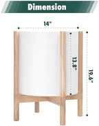 D'vine Dev Plastic Pot with Natural Wood Stand, White, 14 in, 55-C-S-1 - Image 3