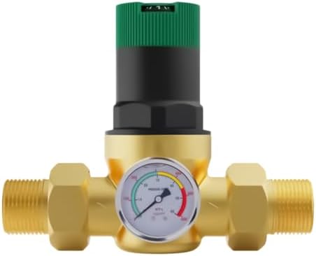 AOYEBO Brass Water Pressure Reducing Valve with Gauge, Adjustable - Image 3