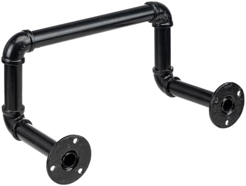 MyGift Wall Mounted Black Metal Garden Hose Holder with Pipe Design - Image 7