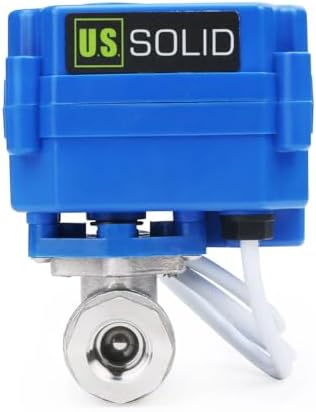 U.S. Solid 1/4 in Motorized Ball Valve, NSF Certified 304 Stainless Steel Electric Valve, Normally Closed, 9-24V AC/DC, 2-Wire Auto Return, Full Port by USSolid