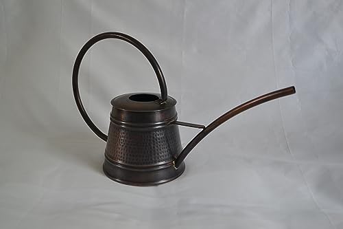 Hammered Copper Watering Can for Outdoor & Indoor Plants Long Spout House Flowers Garden Care (Oxidized) by Unknown