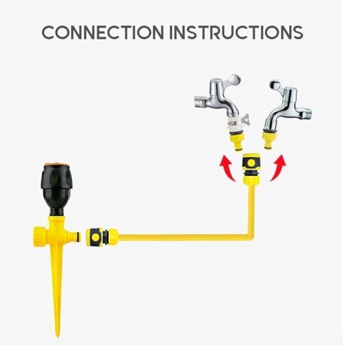 Automatic Lawn Water Sprinkler 360 Rotating Sprinkler Garden Sprinkler with Tube -360 Degree Rotating Sprinkler System for Farm Garden Lawns Plants Grass and Kids Water Playing wyqdp240312(Color:50M, - Image 7