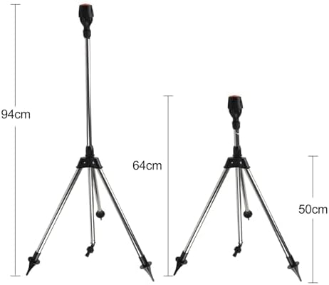 Rotating Tripod Sprinkler Stainless Steel Garden Automatic Rotary Irrigation System Adjustable 360 Degree Watering for Lawn Yard Greenhouse Large Area Silver Black - Image 5