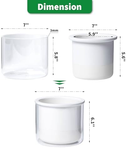 Phoenix Vine 6 Inch Self Watering Planter, Design White Terracotta Pot for Plants, Indoor Cylinder Terra Cotta Pot with Glass Vase, Set of 1, 51-B-F-1 - Image 3