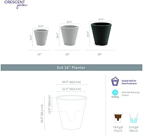 Crescent Garden A596544 Self Watering Dot Planter with Trudrop System Mocha, 26" - Image 2