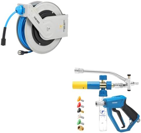 FIXFANS Pressure Washer Hose Reel with Hose, Pressure Washer Gun with Mini Foam Cannon by FIXFANS
