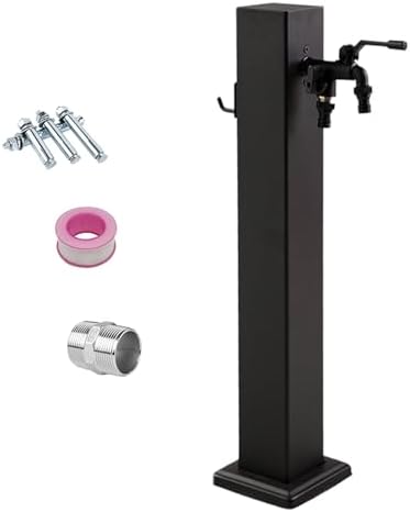 Stainless Steel Outdoor Garden Water Column Post Faucet - Freestanding Hose Stand with Fountain Water Feature & Dispenser Hydrant (60x8cm/23.6x3.1in) by Unknown