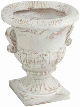 White and Gold Decorative Urn Planter, 9.4 x 10.6 Inch - Image 3
