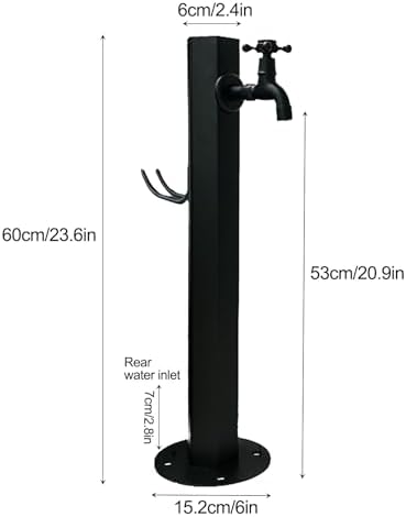 304 Stainless Steel Outdoor Vertical Faucet Post, Freestanding Garden Hose Stand for Patio/Backyard, Durable Square Design with Faucet - Gold Finish - Image 7