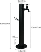 Freestanding 304 Stainless Steel Outdoor Vertical Faucet Post, Square Garden Hose Stand for Patio & Backyard, Durable Black Courtyard Fixture - Image 7