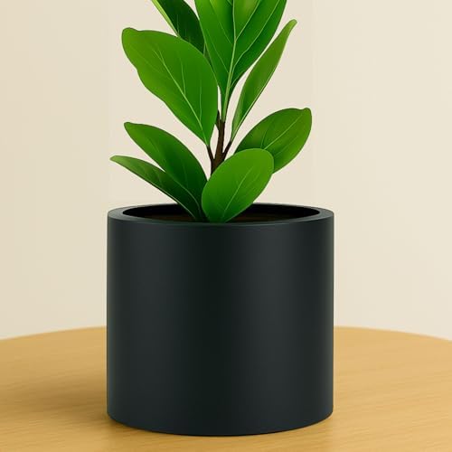 Fox & Fern Large Planter for Indoor or Outdoor, Black Matte, 8 Inch by FoxFern