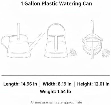 1 Gallon Plastic Watering Can with Long Spout & Dual Handles for Indoor Plants, Hanging Baskets - White, Yellow, Green, Gray - Image 7