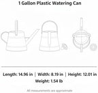 1 Gallon Plastic Watering Can with Long Spout & Dual Handles for Indoor Plants, Hanging Baskets - White, Yellow, Green, Gray - Image 7