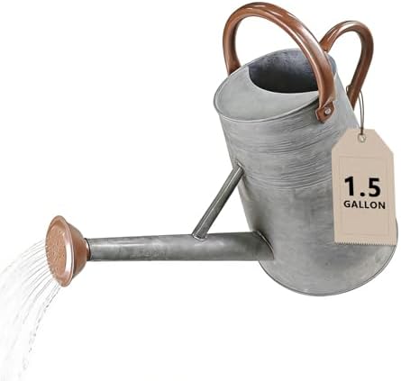 Galvanized Steel Watering Can for Outdoor&Indoor Plants，1.5 Gallon by Shopwithgreen