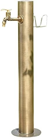 Stainless Steel Cylindrical Vertical Garden Water Column,Garden Hose Holder with Full Copper Faucet,Retro Outdoor Courtyard Garden Fountain Faucet Water Column, Suitable for Car Washing and Watering by Unknown