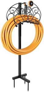 Goplus Garden Hose Holder, 42" Detachable Metal Hose Stand Rack with 3 Anchor Points, Freestanding Heavy Duty Hose Organizer for Outside Yard Garden Lawn Use, Store 150FT Water Pipes by Goplus