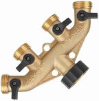 4 Way Brass Hose Splitter, Brass Tap Connector with 4 Independent Shut Off Valves, 3 Inch Garden Hose Adapter for Watering Lawns Flowerbeds Vegetable Beds (#2) - Image 5