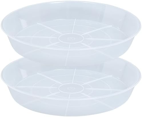 2 Pack Plant Saucer Drip Tray 17 inch, Large Heavy Sturdy Plastic Planter Flower Pot Saucers for Indoor Outdoor Garden, Plant Water Drip Trays for pots (17" 2Pack, Clear) by Afrine