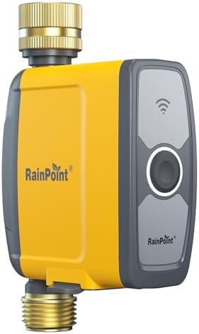 RAINPOINT WiFi Water Timer, Smart Sprinkler System Valve With APP & Voice Control, Weather-Based Automatic Rain Delay, Brass Inlet & Outlet (No WiFi Hub) by RainPoint