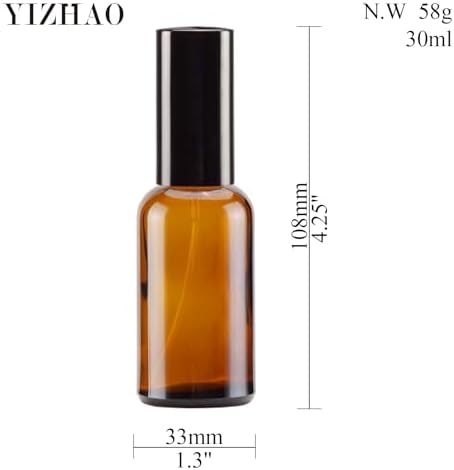 YIZHAO Amber Glass Spray Bottles 1oz, with Small Fine Mist Spray, Metal Cap, Refillable for Essential Oil,Travel,Cleaning,Perfume,Aromatherapy,Makeup – 24 Pcs - Image 2