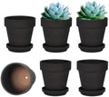 vensovo 4 Inch Black Terracotta & Clay Pots with Saucer, 6 Pack by vensovo