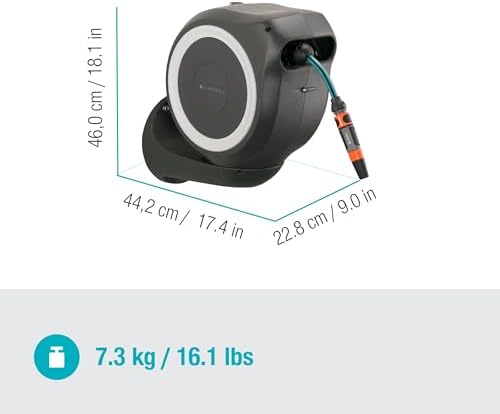 Gardena Rollup S Wall Hose Box 15 m, Turquoise, Black, Grey, Orange, White, 15m - Image 4