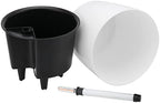 4 Pack 7 Inch Self Watering Planter for Indoor Plants, White Decorative Round Plastic Self Watering Pots with Level Indicators for Soil Planting, Flowers, Herb, African Violet, Succulent - Image 5