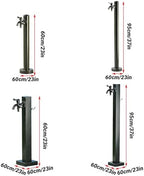 Garden Water Column Vertical Square 304 Stainless Steel with Double Faucet Antifreeze Freestanding Garden Hose Holder for Patio Backyard(Black D,High-end) - Image 2