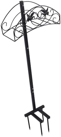 Garden Hose Holder, Freestanding Water Hose Storage Stand, Heavy Duty Detachable Hose Hanger with Top Storage Basket, Easy Installation, Iron Material for Outside Yard - Image 2
