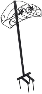 Garden Hose Holder, Freestanding Water Hose Storage Stand, Heavy Duty Detachable Hose Hanger with Top Storage Basket, Easy Installation, Iron Material for Outside Yard - Image 2
