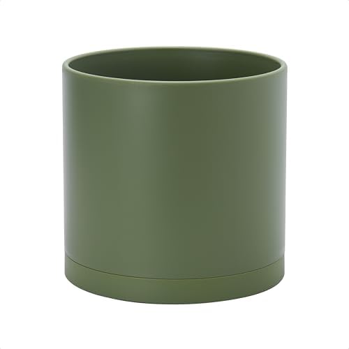 D'vine Dev Plastic Planter Pot with Saucer, 10 in, Olive, 74-X-I-2 by DvineDevPlanterPotsandStand