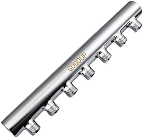 304 Stainless Steel 7-Port Manifold Splitter – 7 ways 25 Bar Pressure Rated for Drinking Water, Oil/Gas, Brewery, Cooling Systems, Polished Open by GOGOUP