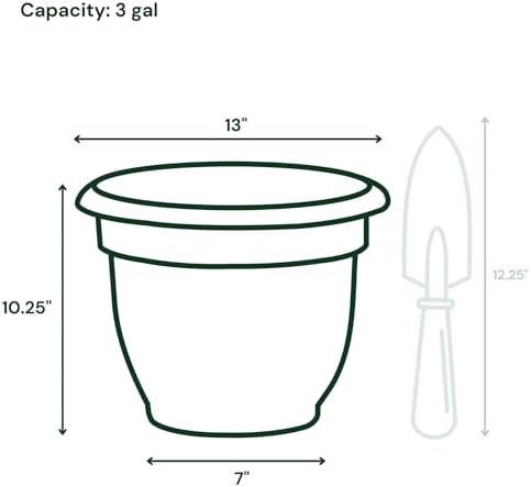 Bloem Ariana 12" Navy Round Self Watering Planter Pot - Rolled Rim Plastic Resin Indoor or Outdoor Gardening Planter with Drainage Holes, Made in USA - Image 3