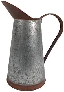 Vintage Galvanized Metal-Decorative 10.5" Inch Large Pitcher Rustic Farmhouse Flower Holder Vase - Image 3