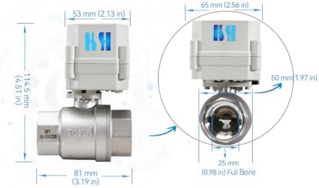 1 inch DN25 NPT 2 Way 110-220VAC 4 Wires Stainless Steel 304 Electrical On/Off Motorized Ball Valve - Image 4