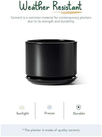 LE TAUCI 12 Inch Pots for Plants, Ceramic Planter with Saucer, Black - Image 5
