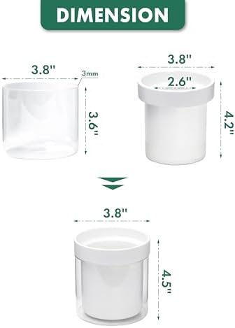 Phoenix Vine 4 Inch Self Watering Planter, White Terracotta Clay Pot with Glass Reservoir for Indoor Plants, Herbs, Flowers, Set of 3, 52-B-E-3 - Image 3