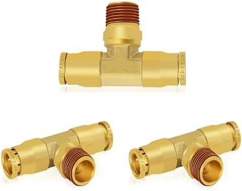 3 PCS DOT Brass Air Brake Fittings 3/8" OD × 1/4" NPT × 3/8" OD Tee by Daptemn